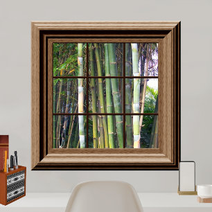 Póster Vista de ventana falsa Poster Árboles de bambú Zen