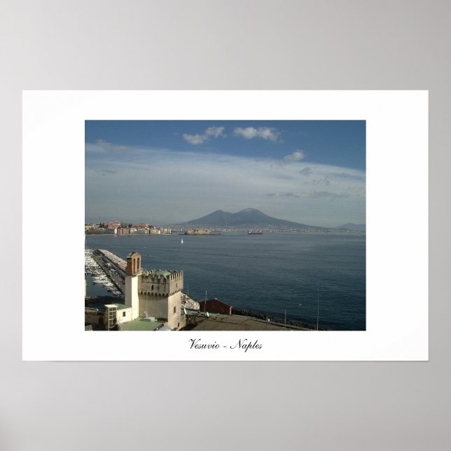 Póster Vista de Vesuvio y la bahía de Nápoles (Frente)