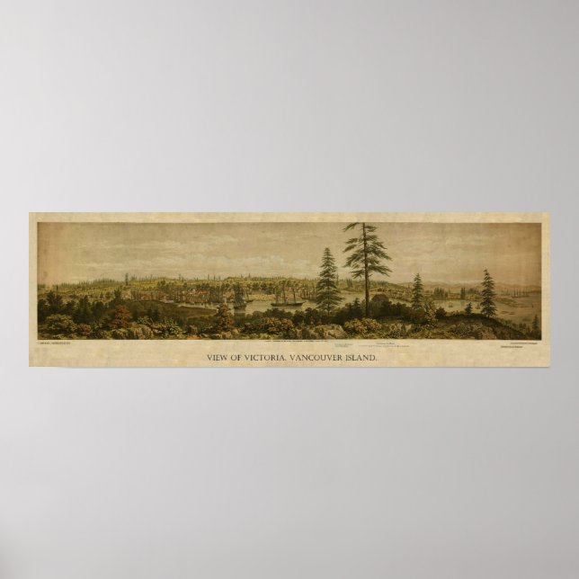 Póster Vista de Victoria en 1860, Vancouver (Frente)