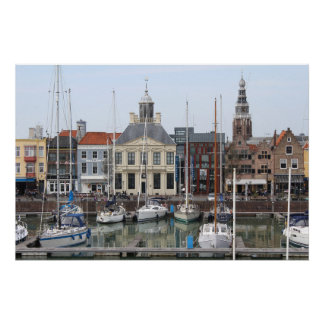 Póster Vista de Vissershaven, Vlissingen, Países Bajos 