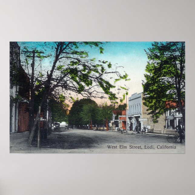 Póster Vista de West Elm StreetLodi, CA (Frente)