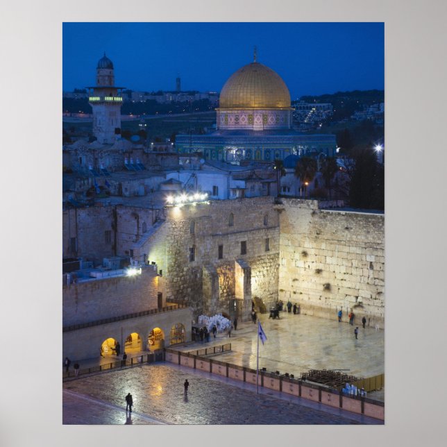 Póster Vista de Western Wall Plaza, tarde en la noche (Frente)
