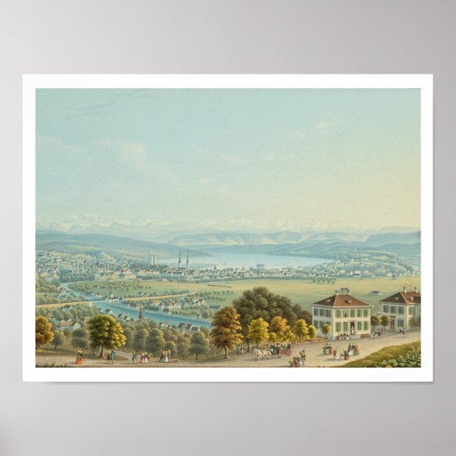 Póster Vista de Zurich, c.1840 (w/c) (Frente)