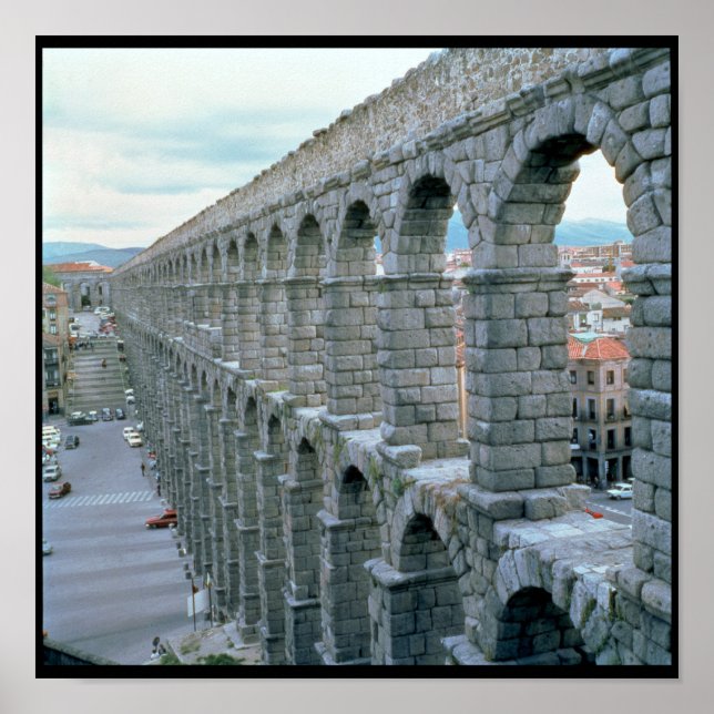 Póster Vista del acueducto romano probablemente citas (Frente)
