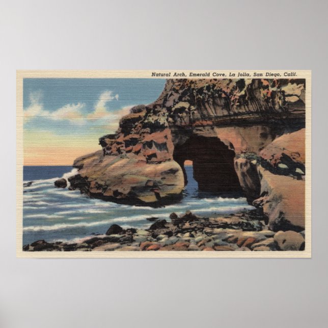 Póster Vista del Arco Natural, ensenada Esmeralda (Frente)