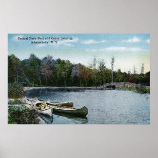 Póster Vista del aterrizaje de barcos y canoas de Central