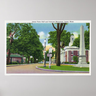 Póster Vista del Ayuntamiento y del Monumento de Paterson