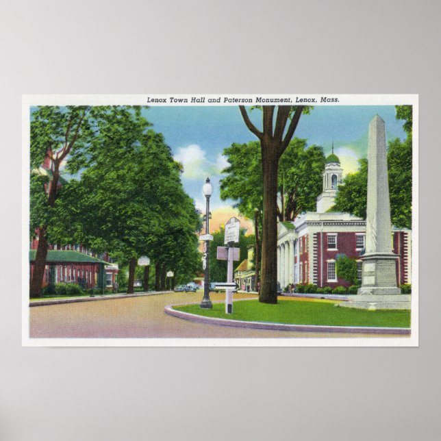 Póster Vista del Ayuntamiento y del Monumento de Paterson (Frente)