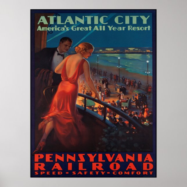 Póster Vista del Balcón de la Ciudad Atlántica 1935 (Frente)