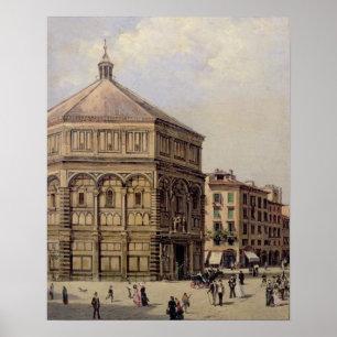Póster Vista del Baptisterio en Florencia (panel)