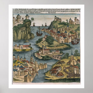 Póster Vista del Bósforo que entra del Mar Negro,