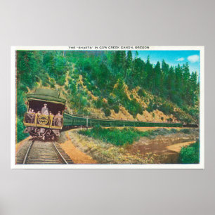 Póster Vista del cañón del arroyo Shasta TrainCow, OR