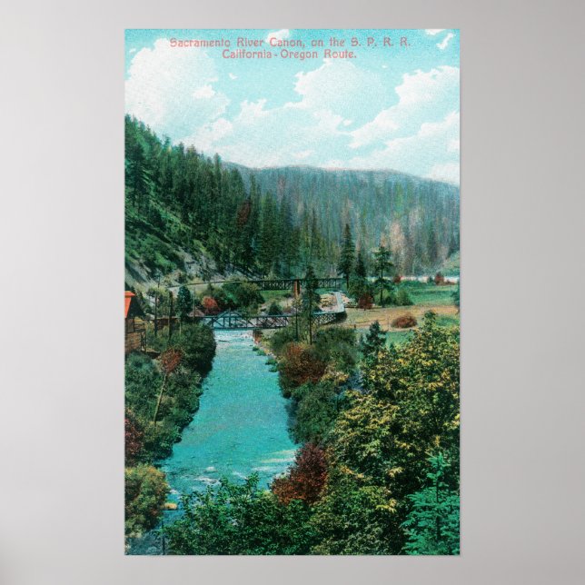 Póster Vista del cañón del río Sacramento en SP (Frente)