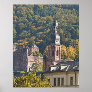 Póster Vista del casco antiguo de Heidelberg
