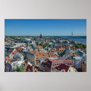 Póster Vista del casco antiguo de Riga desde arriba
