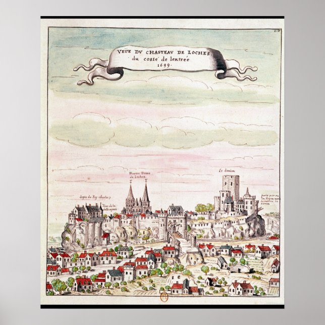 Póster Vista del castillo de Loches, 1699 (Frente)