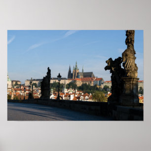 Póster Vista del castillo desde el puente Carlos en Praga
