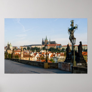 Póster Vista del Castillo desde el puente Charles en Prag