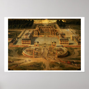Póster Vista del castillo francés, de los jardines y del