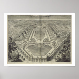 Póster Vista del castillo francés y del parque en