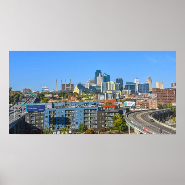 Póster Vista del centro de Kansas City, Missouri (Frente)