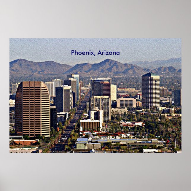 Póster Vista del centro de Phoenix, Arizona (Frente)