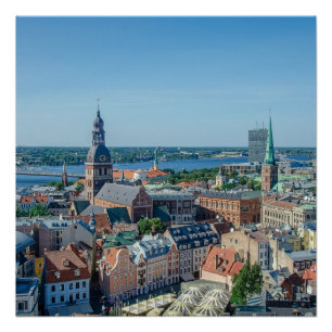 Póster Vista del centro de Riga desde arriba