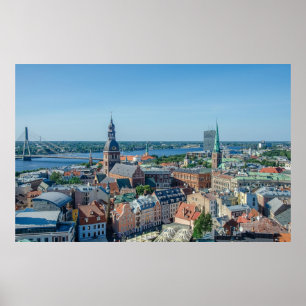 Póster Vista del centro de Riga desde arriba