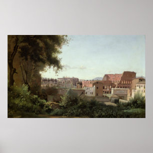 Póster Vista del Colosseum de los jardines de Farnese