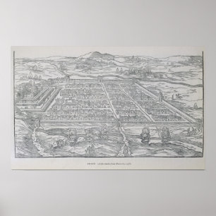 Póster Vista del Cusco, desde Ramusio, pub. 1556