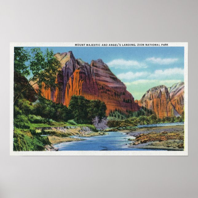Póster Vista del desembarco del monte Majestic y el Ángel (Frente)