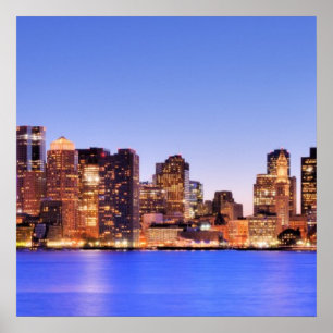 Póster Vista del distrito financiero de Boston céntrica