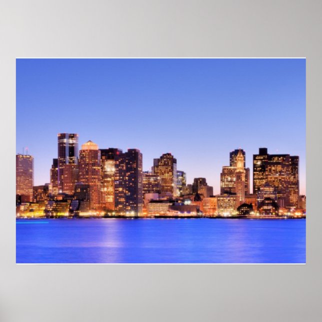 Póster Vista del distrito financiero del centro de Boston (Frente)