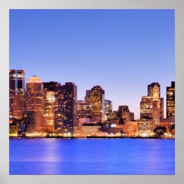 Póster Vista del distrito financiero del centro de Boston (Frente)
