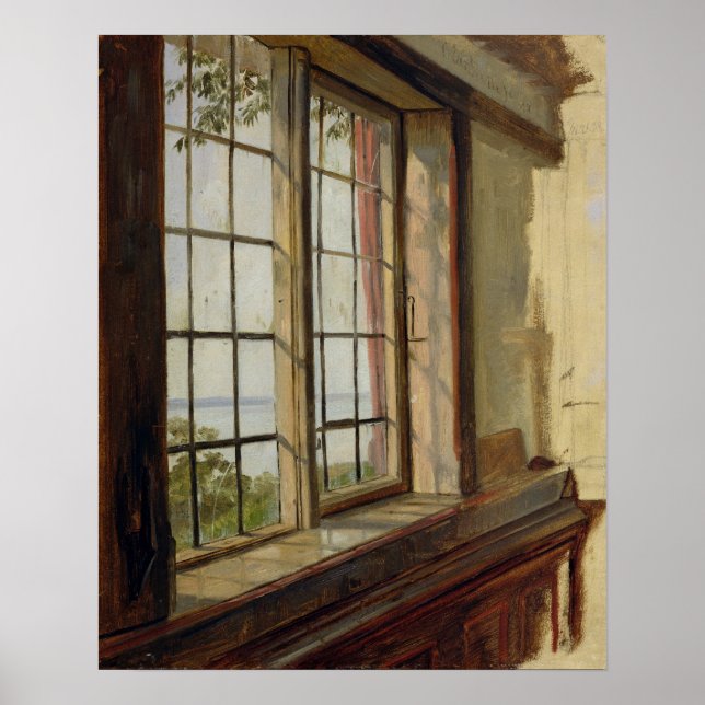 Póster Vista del Elba a través de una ventana, 1838 (Frente)