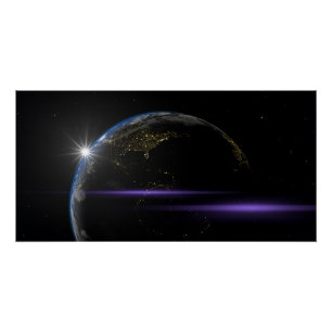 Póster Vista del espacio terrestre del planeta