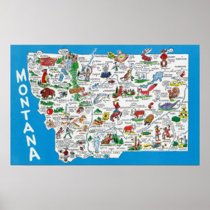 Póster Vista del estado con Personalizados, puntos escéni