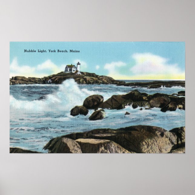 Póster Vista del faro de Nubble (Frente)
