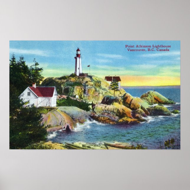 Póster Vista del faro de Point Atkinson 2 (Frente)