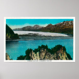 Póster Vista del glaciar Harding en la bahía de Resurrecc