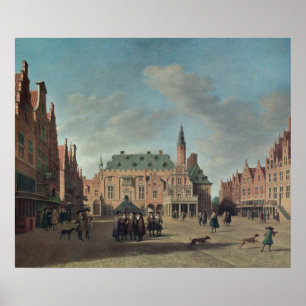 Póster Vista del Grote Markt en Haarlem