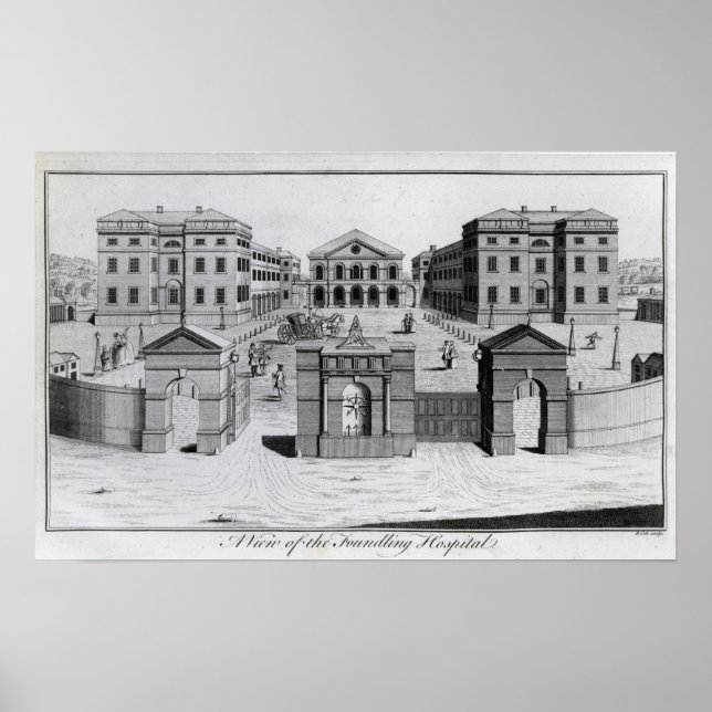 Póster Vista del Hospital Foundling, 1756 (Frente)