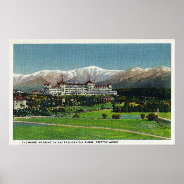 Póster Vista del Hotel Mt Washington, cordillera presiden (Frente)