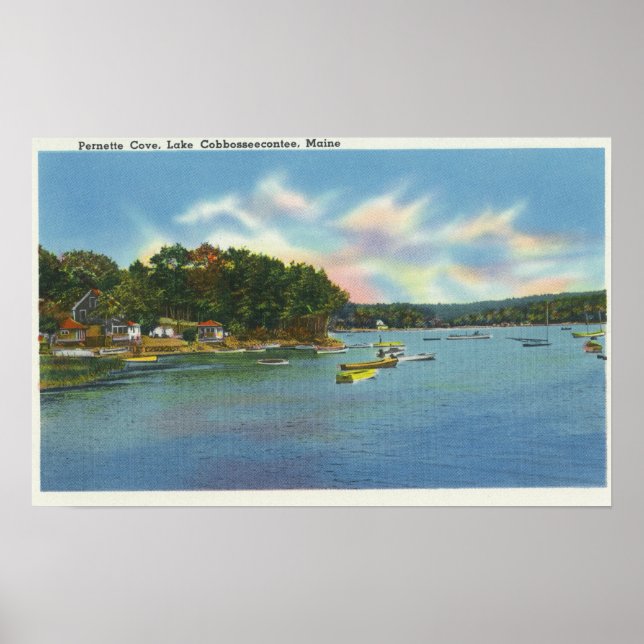 Póster Vista del Lago Cobbosseecontee en Pernette Cove (Frente)