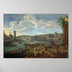Póster Vista del Louvre y del viaje de Nesles