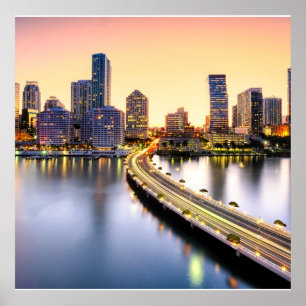Póster Vista del mandarín Miami oriental con la reflexión