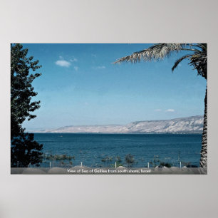 Póster Vista del mar de Galilea de la orilla del sur,