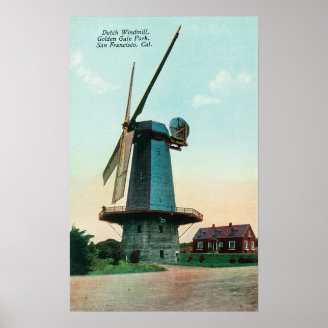 Póster Vista del molino de viento holandés en el Parque G (Frente)
