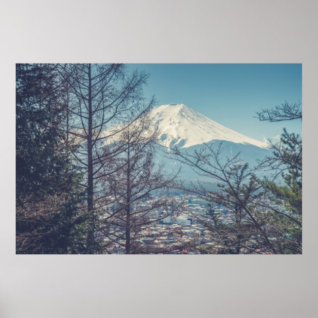 Póster Vista del Monte Fuji desde la pagoda roja en japón (Frente)