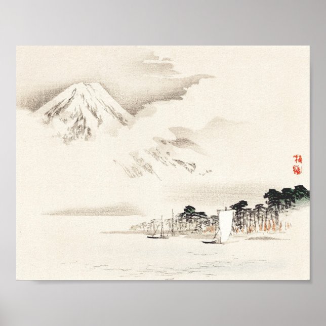 Póster Vista del Monte Fuji por Kōno Bairei (Frente)